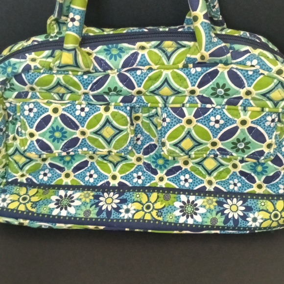 Vera Bradley Small Navy/Green floral satchel - Picture 2 of 7